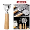 Juego de Utensilios de Cocina con Mango de Madera Maciza, Pelador de Acero Inoxidable, Juego de Repostería Varios, Cuchillo para Queso de Pizza, Cortador de Masa