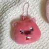 Orejas de Conejo Peludas Lindas Colgante de Cabeza de Castor Colgante de Mochila Llavero Juguete de Peluche Rosa Decoración de Bolso