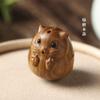 Acessórios de pendurar para celular/chaveiros redondos fofos de sândalo verde/sândalo com costas de hamster fofo e pequenas asas feitas à mão