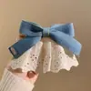 Falda de Mezclilla con Lazo y Encaje Estilo Hada Retro Primavera Pin para el Cabello Estilo Mori Femenino Pin para el Cabello Semi-Atado Accesorio para el Cabello