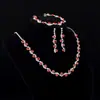 Accesorios de Boda para Novias Europeas y Americanas Moda Estilo Coreano Accesorios para Novias Juego de Tres Piezas de Collar, Aretes y Pulsera de Diamante Plateado
