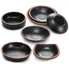 Plato de restaurante bicolor negro plato redondo creativo para guarniciones plato hondo para snacks plato para aperitivos plato para salsas de restaurante de hot pot