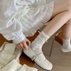 Calcetines para Mujer Primavera y Verano Estilo Ballet Blanco Lazo Malla Calcetines Medios Ins Modernos Calcetines Zhuji Calcetines Lindos para Mujer
