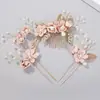 Acessórios de cabelo de noiva mais vendidos transfronteiriços, tiara de flor de pérola, pente de cabelo feito à mão, conjunto de grampos e palitos de cabelo para fotografia de viagem de casamento