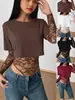Nuevo mono de retazos versátil, ajustado, sexy, de encaje, elástico, de color liso, estilo europeo y americano, inspirado en INS, para mujer