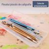 Caixa de Armazenamento Portátil para Pincéis de Caligrafia, Ferramentas de Desenho, Caixa para Canetas Gouache e Aquarela, Caixa para Lápis de Esboço, Transparente