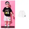 Roupa de performance de cheerleading para o Dia das Crianças, conjunto de manga curta com estampa de desenho animado para jardim de infância, fantasia de performance esportiva para aluno do ensino fundamental