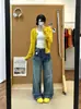 Elegantes Jeans de Rayos Lavados con Remaches de Tiro Bajo Rectos para Mujer, Pantalones Anchos Sueltos Vintage Lavados de Otoño Tendencia