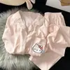 Cardigan de algodón nube con solapa, pijama de alta calidad directo de fábrica para mujer, conjunto de ropa para el hogar de manga larga y pantalón largo para primavera y otoño