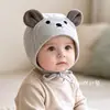 Gorro Protector de Oídos para Bebé para Otoño e Invierno, Lindo Diseño de Osito, Versátil para Bebés Pequeños, Protector para la Fontanela, Gorro de Bebé a Prueba de Viento y Cálido