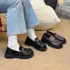 Zapatos de Cuero Versátiles de Suela Gruesa con Tacón Grueso y Corte Profundo para Mujer, Nuevo Estilo Primavera 2026 Mocasines Mary Jane de Plataforma sin Cordones