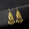 Pendientes étnicos de pavo real con borlas y campana dorada, colgantes de hojas bohemias, pendientes escénicos, venta al por mayor