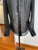 Estilo de Moda Francês Acetato de Alta Qualidade com Emenda de Malha Camisa Top Feminino Verão Estilo Fino Transparente