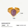 Anillo Taina de Acero Inoxidable Europeo y Americano Lujo Accesible Gama Alta Incrustaciones de Piedra Natural Colorida Anillo de Acero de Titanio Joyería de Nicho Femenina