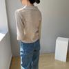 Camisa Polo de Punto Seleccionada Cuidadosamente para Mujer, Cárdigan de Manga Larga Estilo Nuevo con Diseño Patchwork, Top Artístico para Commuter para Mujer B8098
