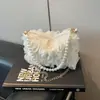 Bolso de noche de lujo para mujer, con lentejuelas, cadena de perlas y diseño floral de encaje, adecuado para fiestas y ocasiones especiales.