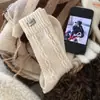 Meias Grossas de Inverno, Meias de Cano Médio, Cor Sólida Ovo, Malha Trançada Retrô, Quentes, Sem Costura, Espessas, Meias Largas para Mulheres