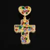 Joyería Cruzada Europea y Americana Hip-Hop para Hombre Colgante de Cruz de Circonita Colorida Accesorios de Collar de Alta Gama Personalización