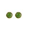 Aretes de Tuerca Sencillos de Moda de Plata S925 Chapados en Oro con Jade Hetian Redondo Fresco para Mujer