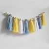 Cuerda de Hilo con Borla de Cuentas de Madera Exclusiva Transfronteriza Borla Arcoíris Decoración de Pared Ins Decoración de Dormitorio Europea y Americana Regalo para Niña