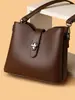 Bolsa Saco Transfronteiriça para Mulheres, Novo Estilo, Couro Macio de Alta Qualidade, Multicamadas, Grande Capacidade, Elegante Bolsa de Ombro