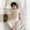 Pijama Infantil para Niños y Niñas, Nuevo Estilo Otoño, Set de Ropa Interior de Dibujos Animados Clase A, Ropa de Casa Elástica de Lana para Bebé 280g