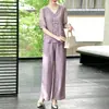 Conjunto de Vestido de Dos Piezas de Manga Corta para Mujer Nuevo Verano 2026 de Mamá, Atuendo Versátil de Moda Veraniega Nuevo para Edad Media