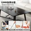Mesa de centro de luxo leve com tampo de pedra artificial e estrutura de aço reforçada, adequada para uso doméstico, design de sala de estar simples, estilo moderno e minimalista, ideal para apartamentos pequenos e perfeita para fazer chá