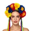 Diadema de Flor de Simulación Transfronteriza de Amazon Tocado de Flor Colorido Exagerado de Carnaval Cintas de Festival Arcoíris Accesorios para el Cabello para Mujeres