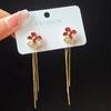 Brincos de Franja com Flor de Gota de Óleo Vermelho e Pérola da Coreia do Sul Brincos de Nicho para Mulheres Brincos de Luxo Leve de Alta Qualidade