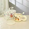 Taza de Recuerdo, Taza de Estilo Lindo, Taza de Cerámica de Aspecto Elegante con Tapa y Cuchara, Taza de Regalo de Graduación