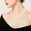 Moda europeia e americana multi-camada de pérolas artificiais colar brincos terno elegante all-match clavícula camisola cadeia acessórios femininos