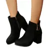 Comércio Exterior Transfronteiriço plus size outono e inverno 2026 novo estilo botas curtas de salto grosso para mulheres, botas Martin de camurça com zíper lateral, botas de moda versáteis