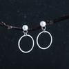 Aretes de Plata Esterlina s925 Aretes Geométricos de Círculo con Perla Colgantes Traseros Aretes Japoneses y Coreanos Combinables