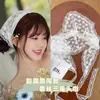 Pañuelo de Seda Floral con Atmósfera de Verano para Mujer, Pañuelo de Encaje Francés, Nuevo Estilo 2025 para Sesión de Fotos E18
