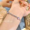 Pulsera de Diamante Rosa Super Brillante de Alta Calidad para Mujer Estilo Ins Elegante Versátil Dulce Lujo Ligero Simple Circonita Rosa Joyería para Mano