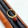 Anillo de Ágata Roja Natural para Mujer con Tamaño Ajustable, Cuenta de la Fortuna, Joyería del Año Zodiacal, Moda al por Mayor 8171