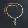 Accesorios de moda de verano para la playa con forma de serpiente, tobillera de strass bohemia europea y americana