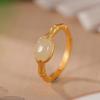 Anillo de plata de ley Yilu S925 con jade hetiano rojo del sur, personalidad de bambú, temperamento, anillo abierto para mujer