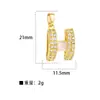 Accesorios para joyería diy directos de fábrica colgante H chapado en cobre colgante simple de piedra ojo de gato colgante de cisne microincrustado sin cadena