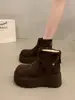 Botas de Nieve Cálidas Retro de Gamuza con Tacón Alto para Mujer 2026 Otoño e Invierno Nuevo Estilo Plataforma que Aumenta la Altura Zapatos de Algodón con Suela Gruesa Tendencia