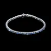 Pulseira Tennis Moissanite Colorida Personalizada Prata de Lei S925 Hip-Hop Tendência Luxo Leve High-End Fábrica de Pulseiras Tennis