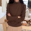 Camiseta interior de cuello alto medio Lehu estilo maduro ligero amigable con la piel para mujer 2023 Nuevo estilo de invierno top con diseño de manga abullonada 6307