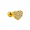 Clavo de acero inoxidable chapado en oro de 18 quilates con circonita para cartílago, joyería de piercing microincrustada, exquisita y compacta
