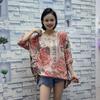 Camiseta de Manga Corta con Diamantes Calientes de Alta Resistencia para Mujer, Reductora de Edad, Vintage, Estampado de Fénix, Holgada, Talla Grande, Top Suéter, Transpirable, Seda de Hielo