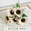 Flor Artificial Girassol com 5 Cabeças Girassol Decoração de Interior de Chão para Sala de Estar Doméstica Buquê Falso Acabado para Exterior