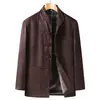 Roupas com Forro de Lã de Inverno para Idosos, Roupa de Aniversário para Vovô, Terno para Banquete de Casamento do Pai, Jaqueta do Papai, Traje Tang para Homens