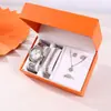 Presente de Dia dos Namorados Relógio Colar Brincos Anel Pulseira Conjunto Caixa de Presente Presente para Mãe Presente de Aniversário para Namorada