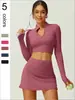 Contas Coloridas Transfronteiriças Justas de Manga Comprida Roupa de Yoga Esportiva Outono e Inverno de Alta Intensidade Secagem Rápida Corrida Nylon Conjunto de Fitness Yoga
