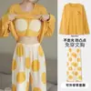 Pijama para mujer con copas en el pecho, primavera y otoño, manga larga, estilo caricatura, imitación de algodón, casual, holgado, talla grande, pantalón largo, ropa de casa, se puede usar afuera